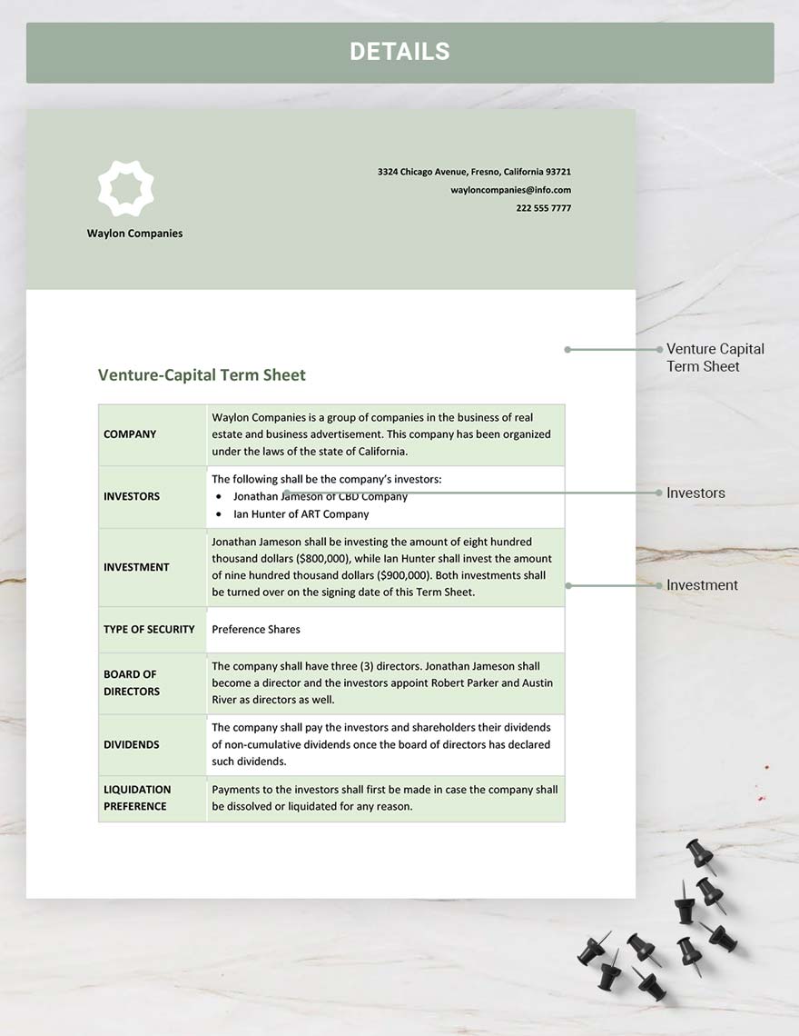 Venture-Capital Term Sheet Template