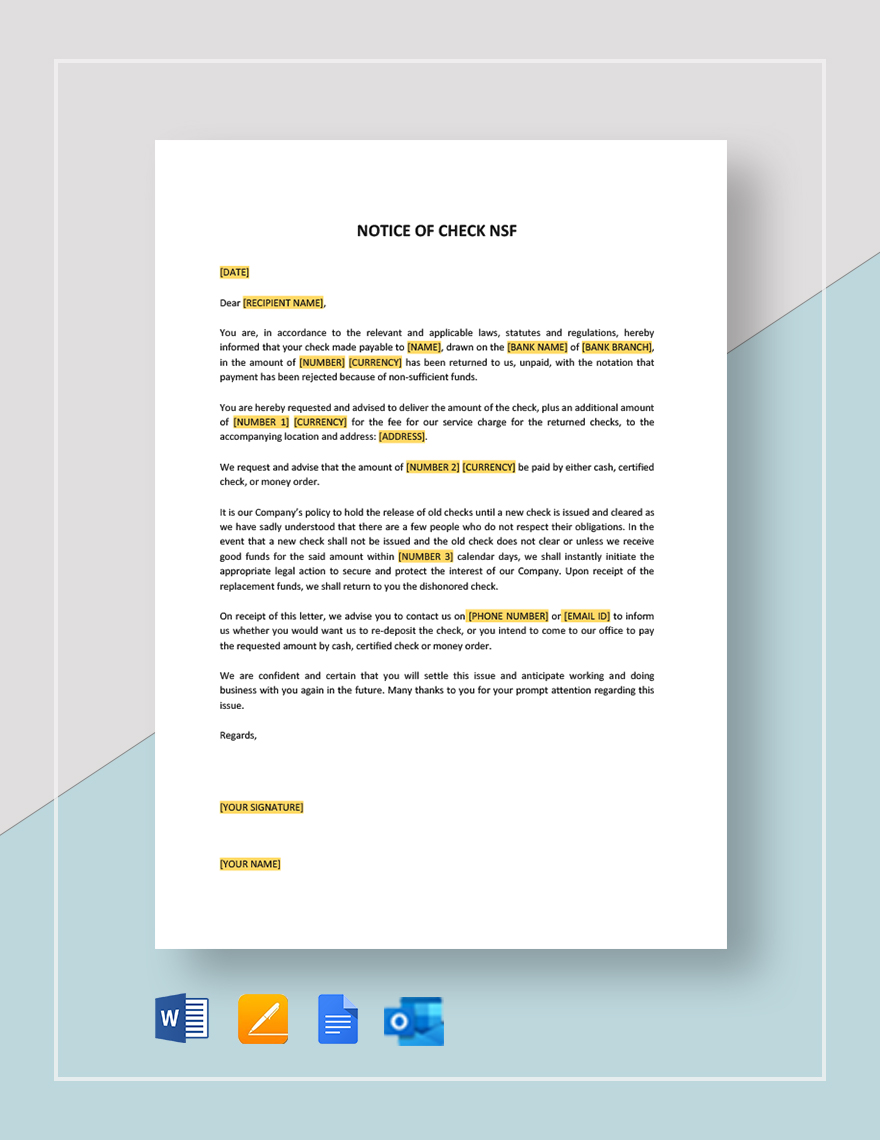 Nsf Check Letter Sample Templates 7035