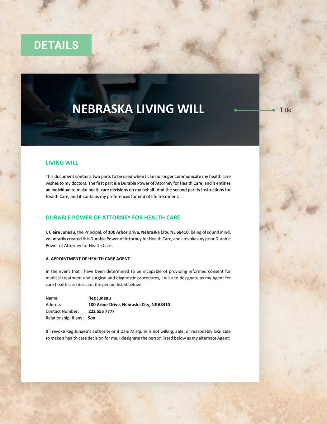 Nebraska Living Will Template