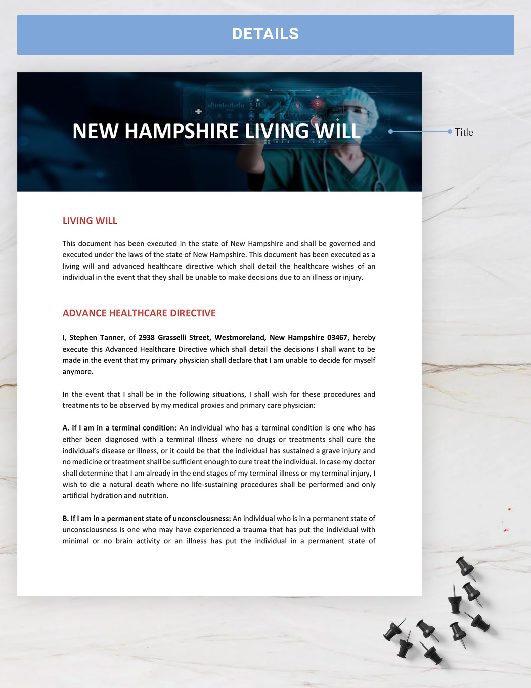 New Hampshire Living Will Template