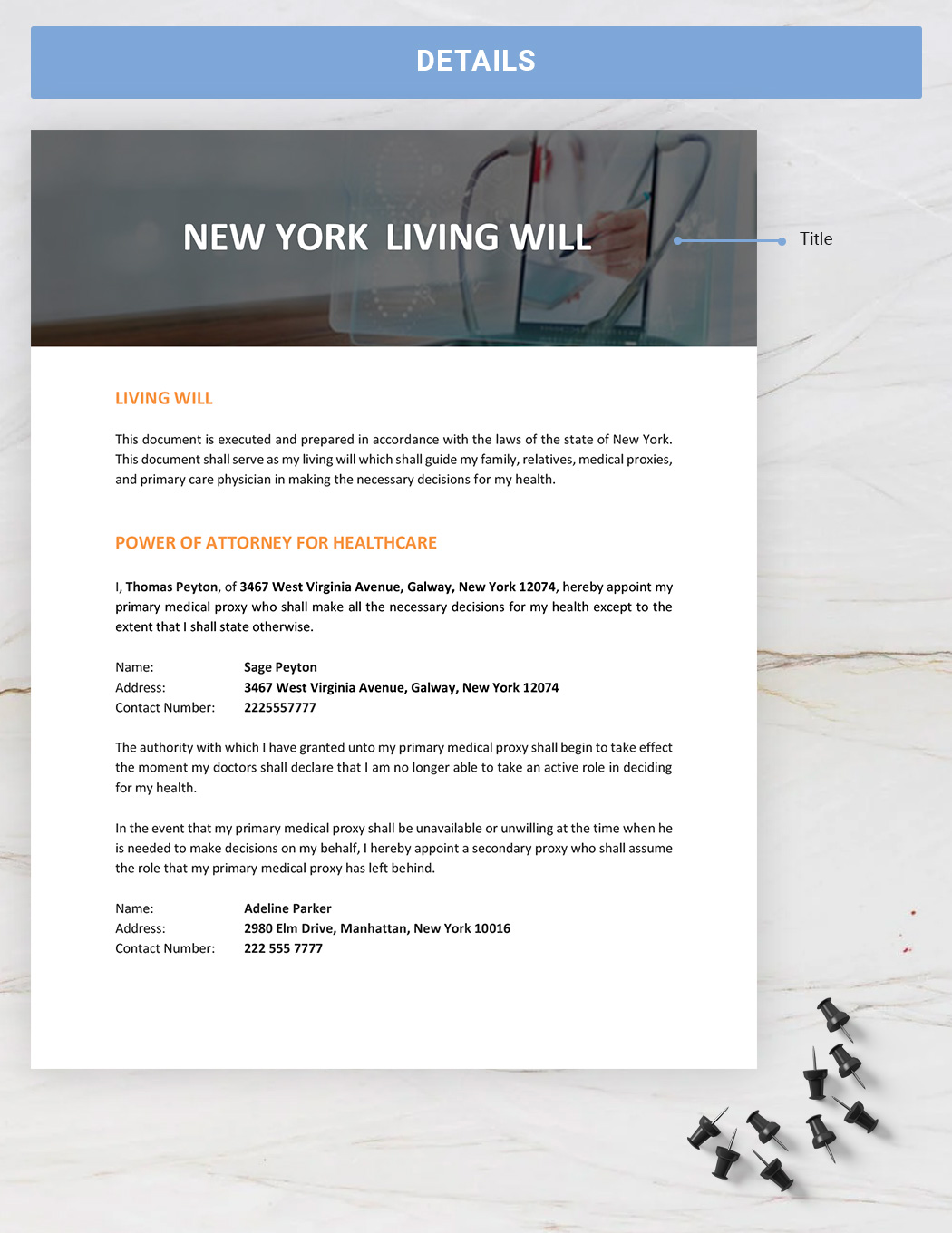New York Living Will Template
