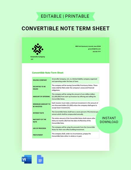 Real Estate Term Sheet Template Download in Word Google Docs