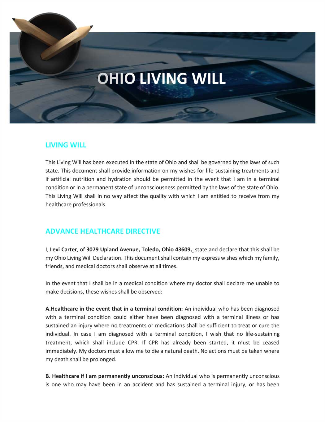 Ohio Living Will Template Download In Word Google Docs Template