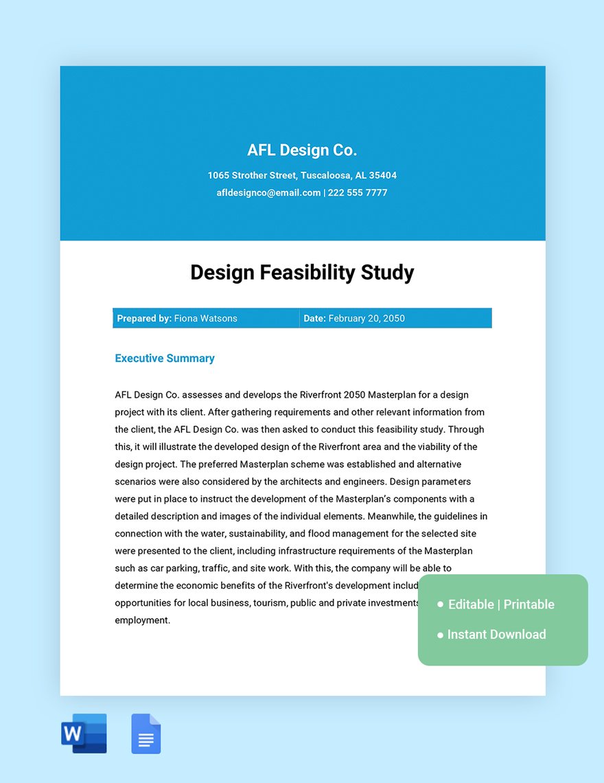 Design Feasibility Study Template in Word, Google Docs