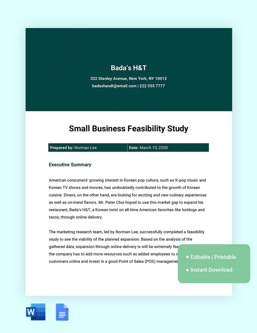 Small Business Feasibility Study Template