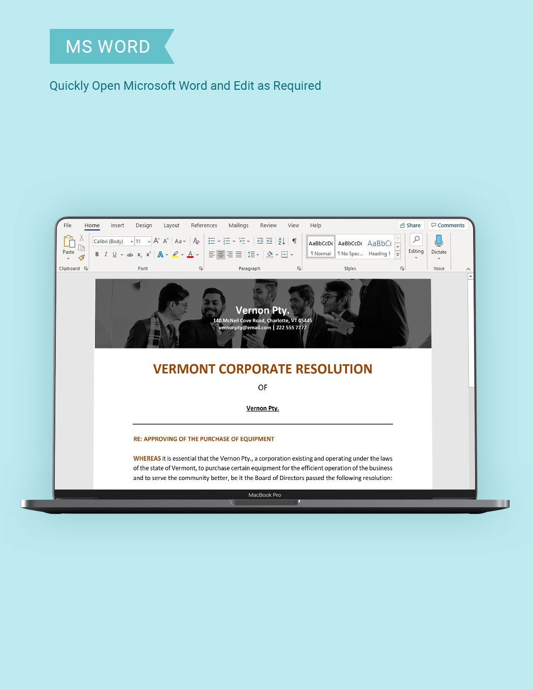 Vermont Corporate Resolution Template
