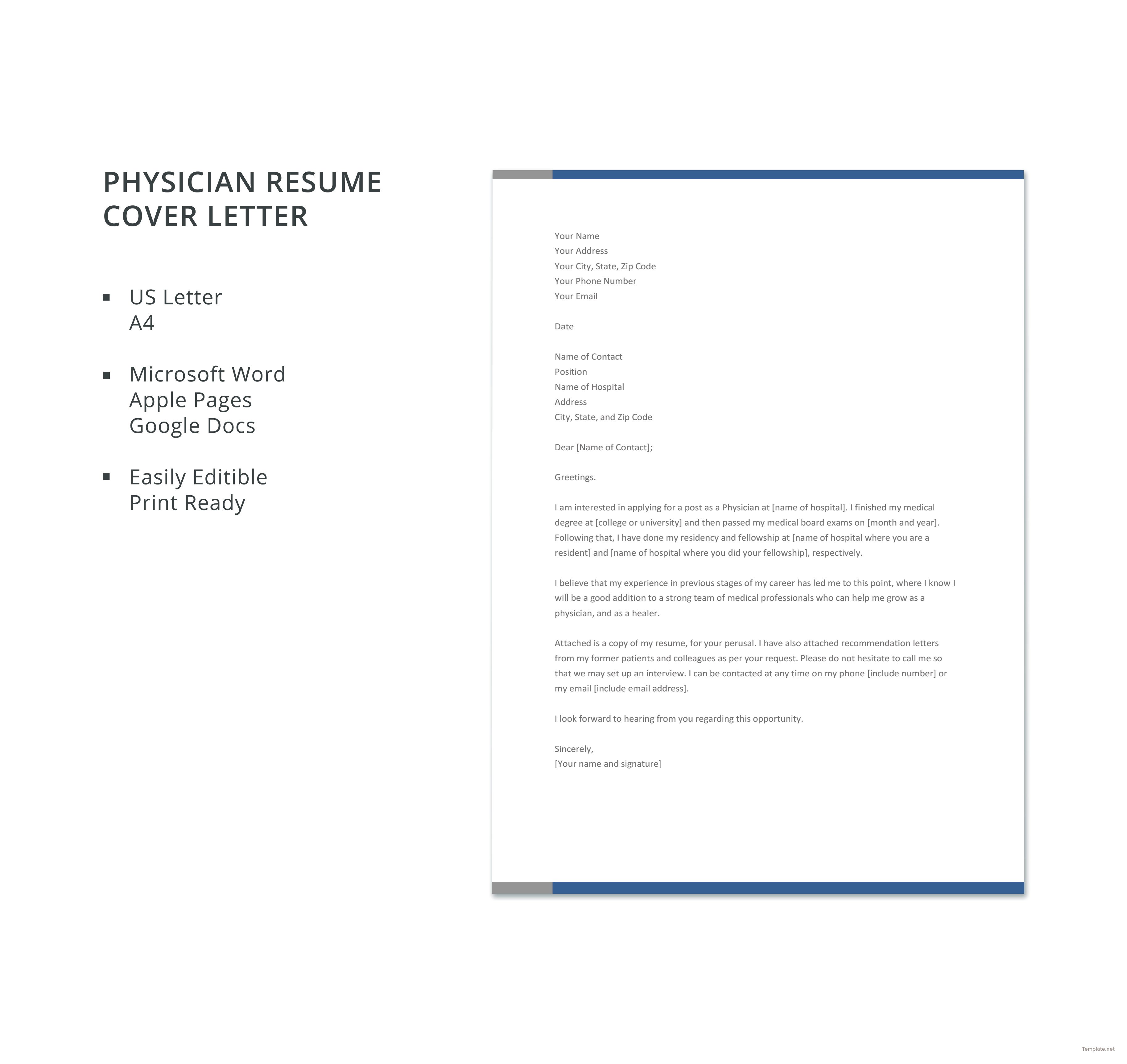 cover letter template physician