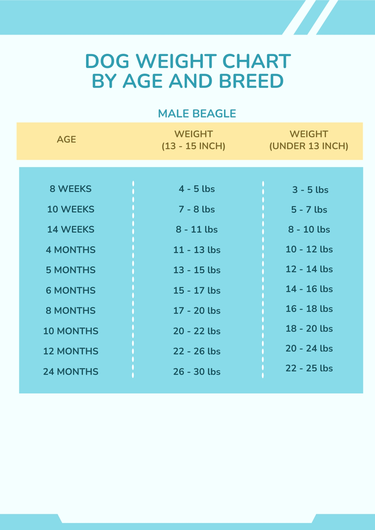 Dog Weight Chart By Age And Breed in PSD