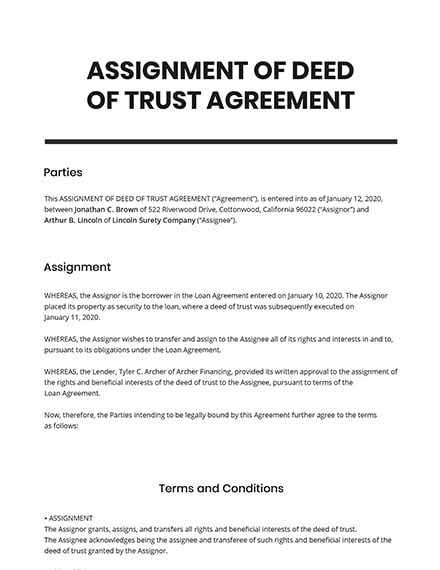 what is an assignment of deed of trust