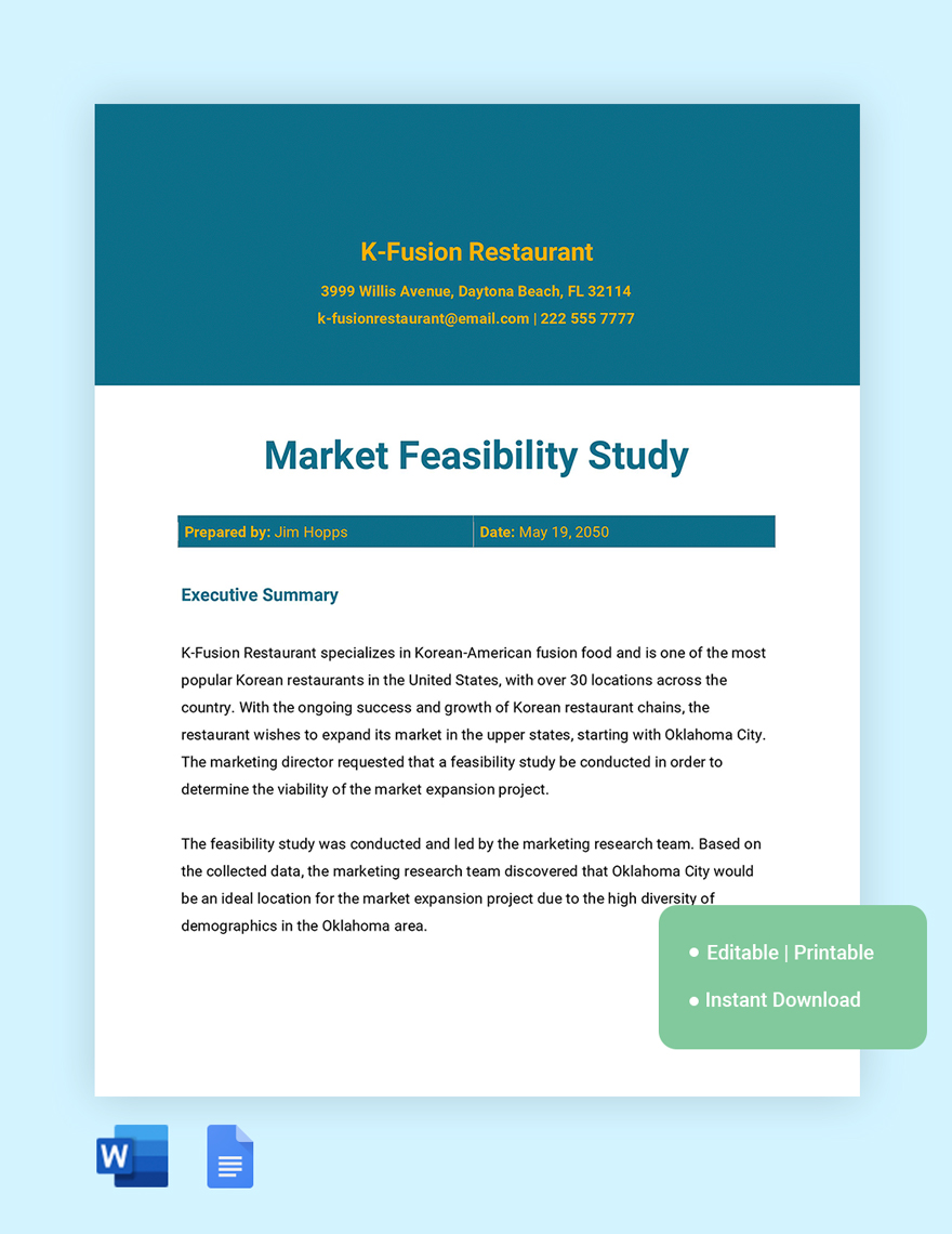 Market Feasibility Study Template in Word, Google Docs - Download | Template.net