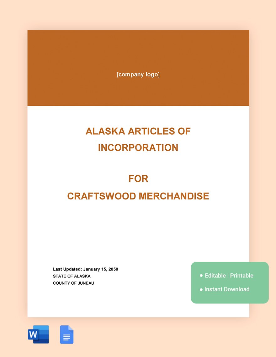 Alaska Articles Of Incorporation Template in Word, Google Docs