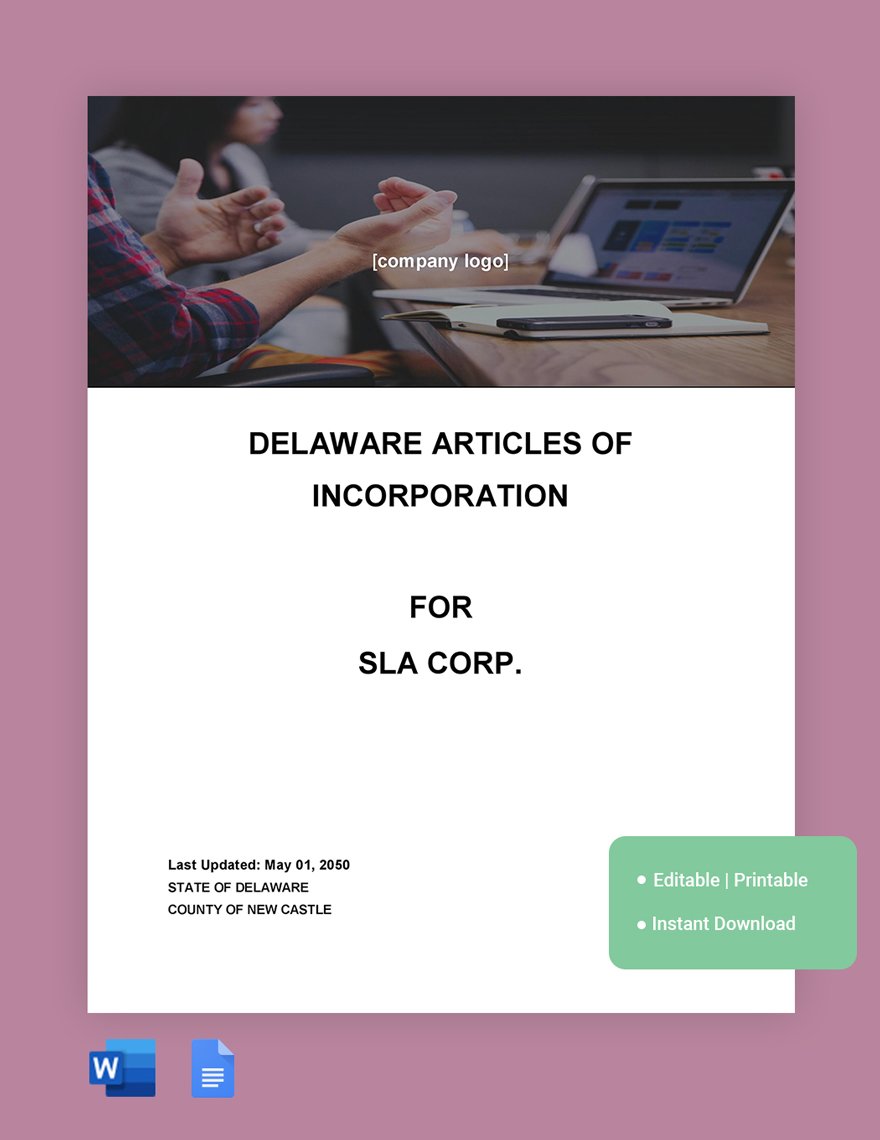 Delaware Articles Of Incorporation Template
