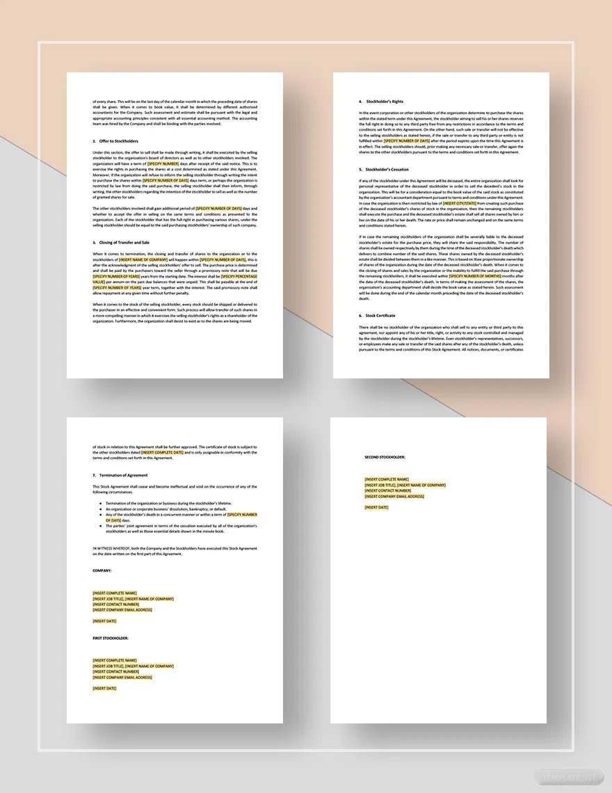 Stock Agreement Template