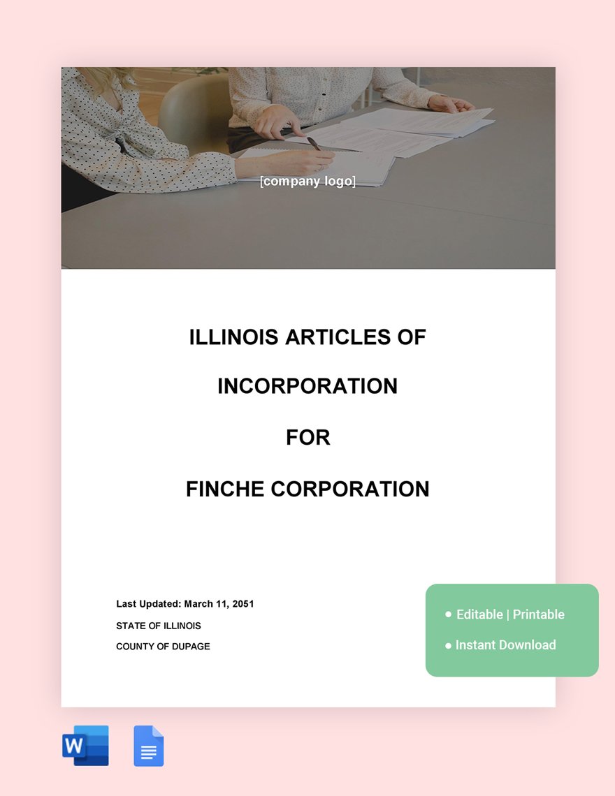 Illinois Articles Of Incorporation Template in Word, Google Docs