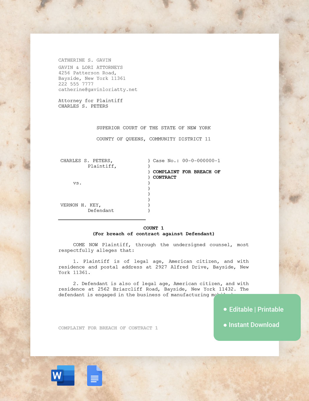 Legal Pleading Paper Template Google Docs, Word