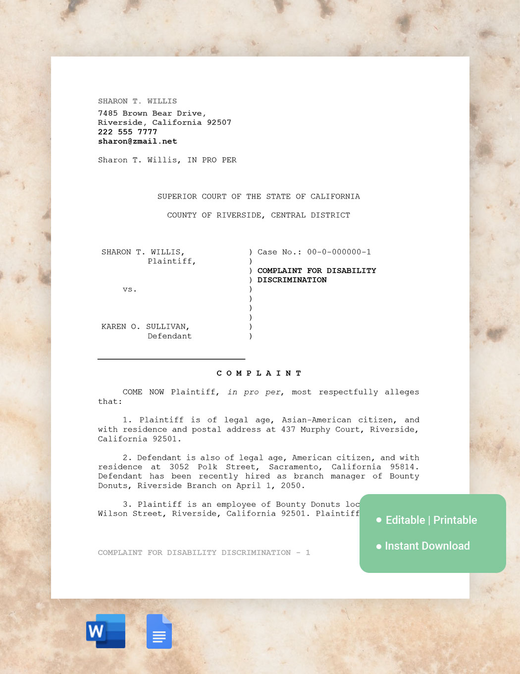 Court Pleading Paper Template in Word, Google Docs - Download ...