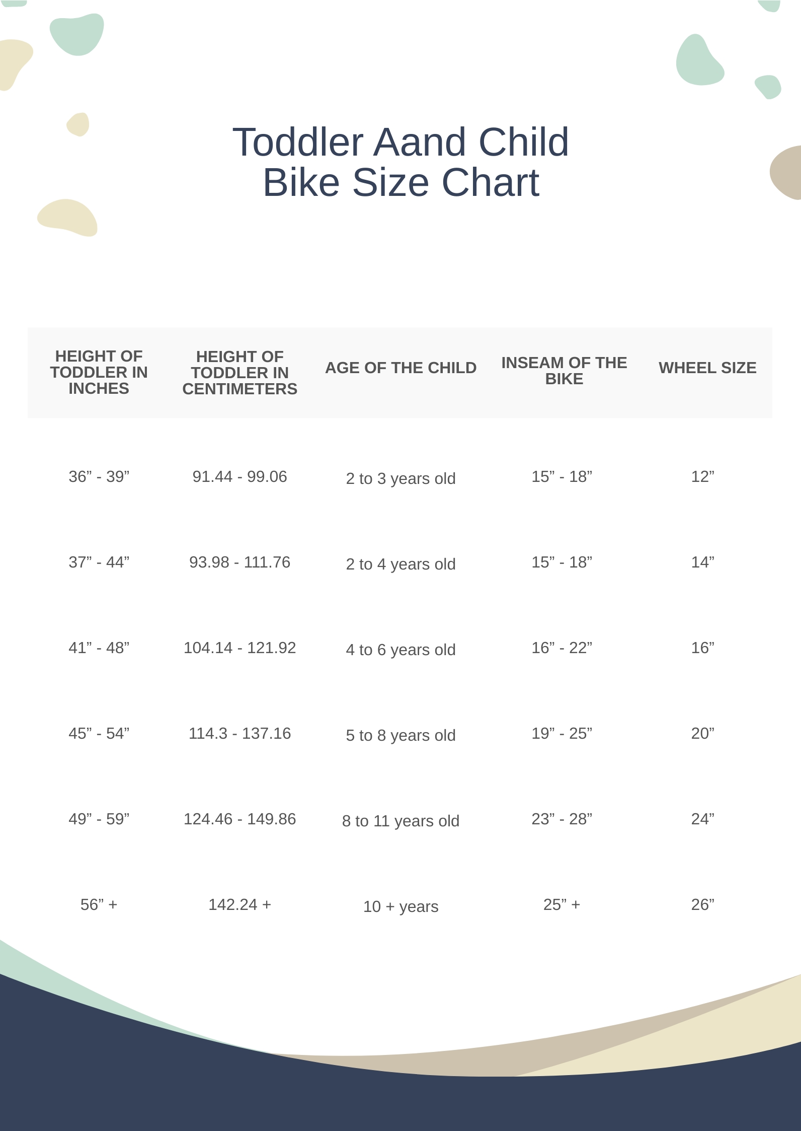 Free Bike Wheel Size Chart - Download in PDF | Template.net