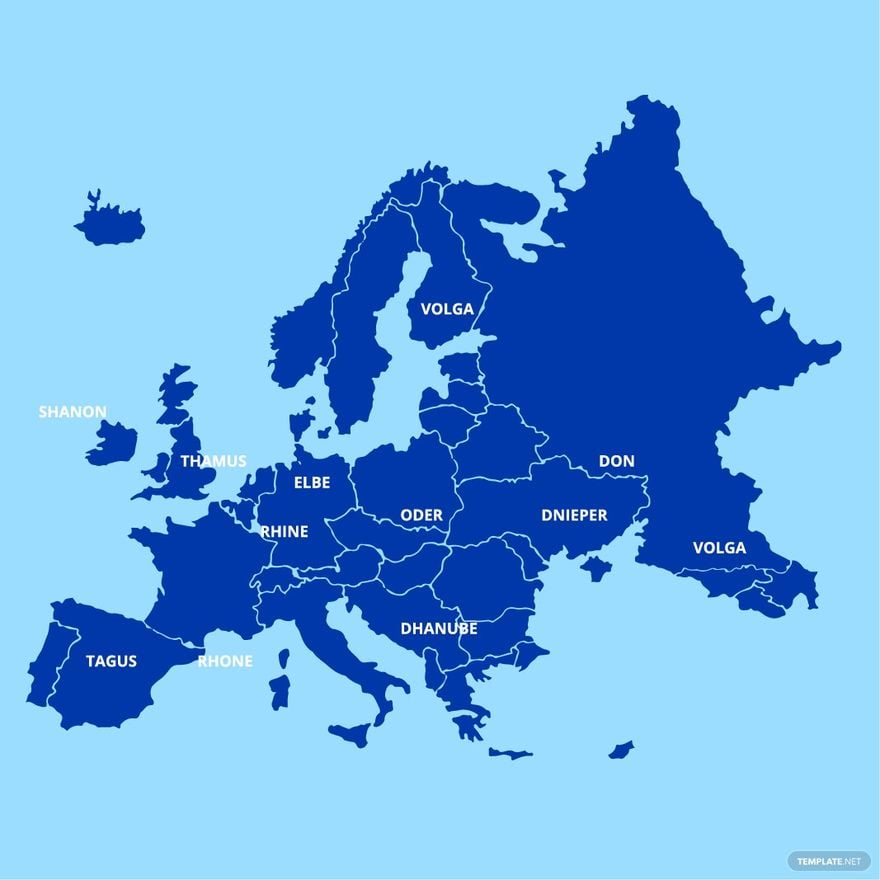 Europe Rivers Map Clipart