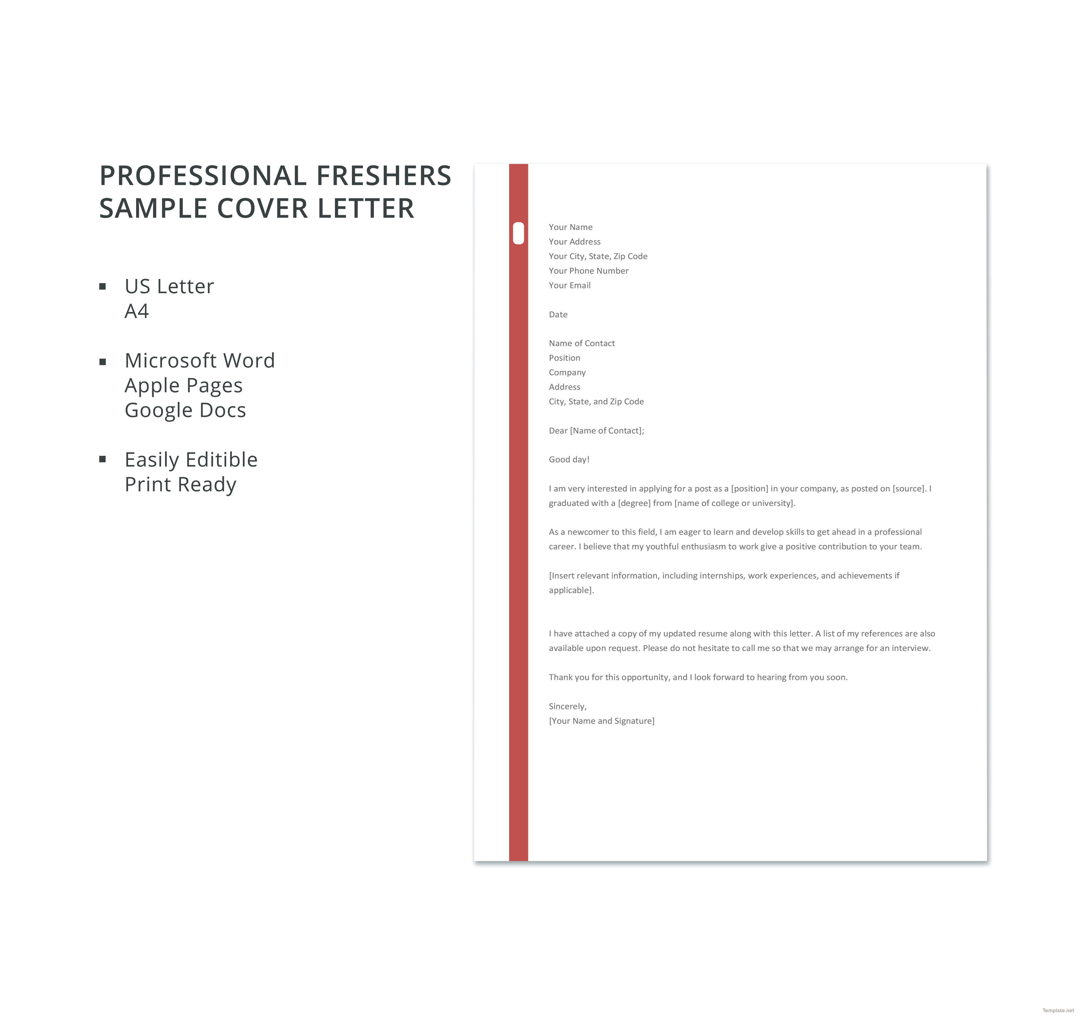 cover letter for resume for freshers