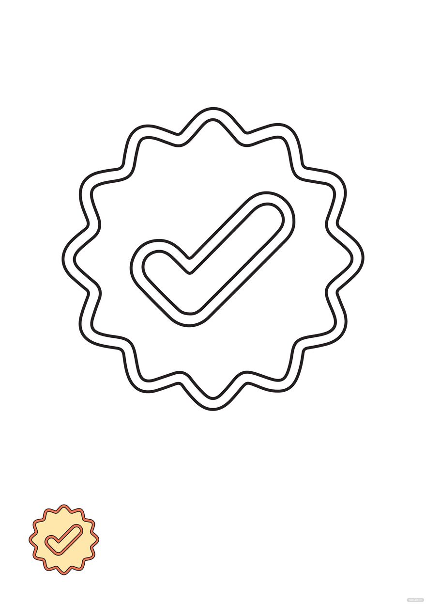 Free Check Mark Shape coloring page in PDF, JPG