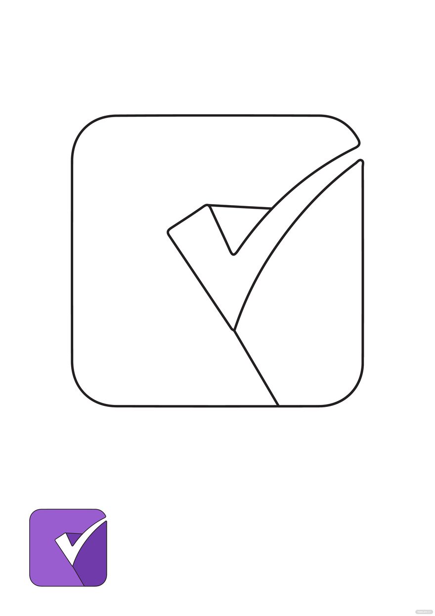 Purple Check Mark coloring page in PDF, JPG