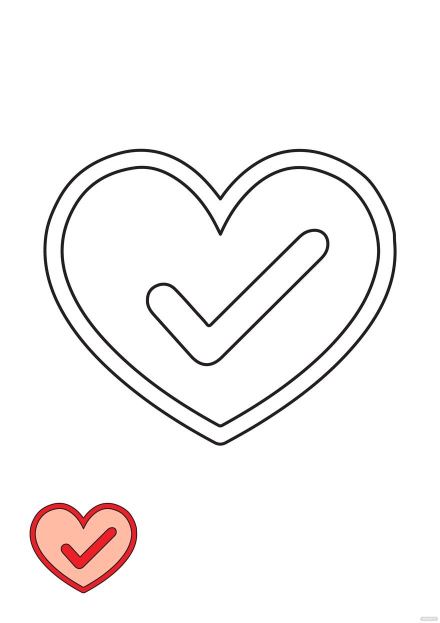 Heart Check Mark coloring page