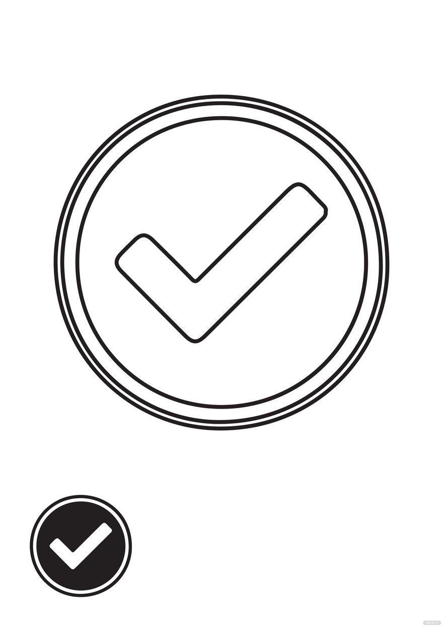 Round Black Tick Mark coloring page