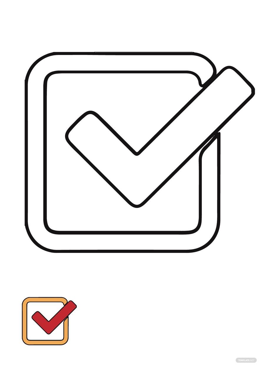 Free Check Mark Symbol Coloring Page in PDF, JPG
