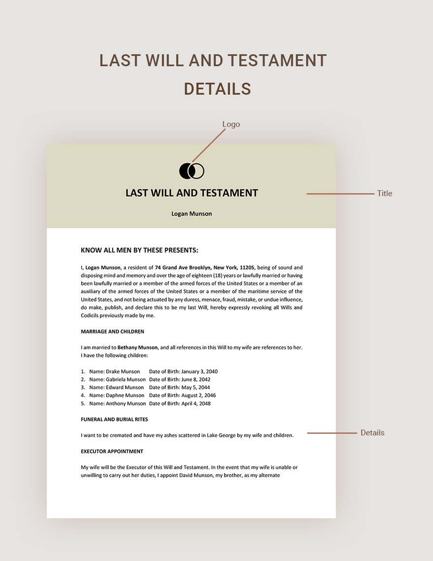 Basic Last Will And Testament Template