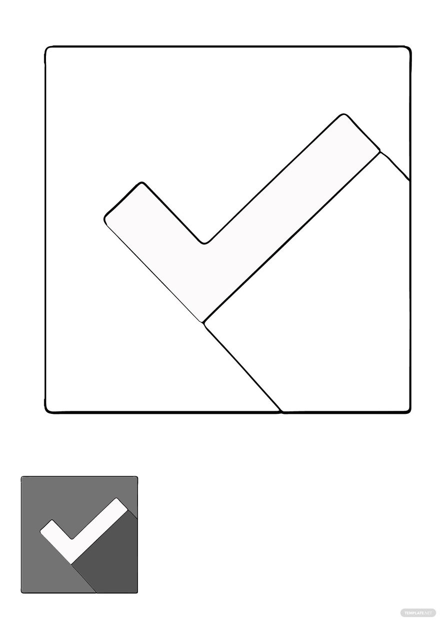 White Check/Tick Mark Coloring Page in PDF, JPEG
