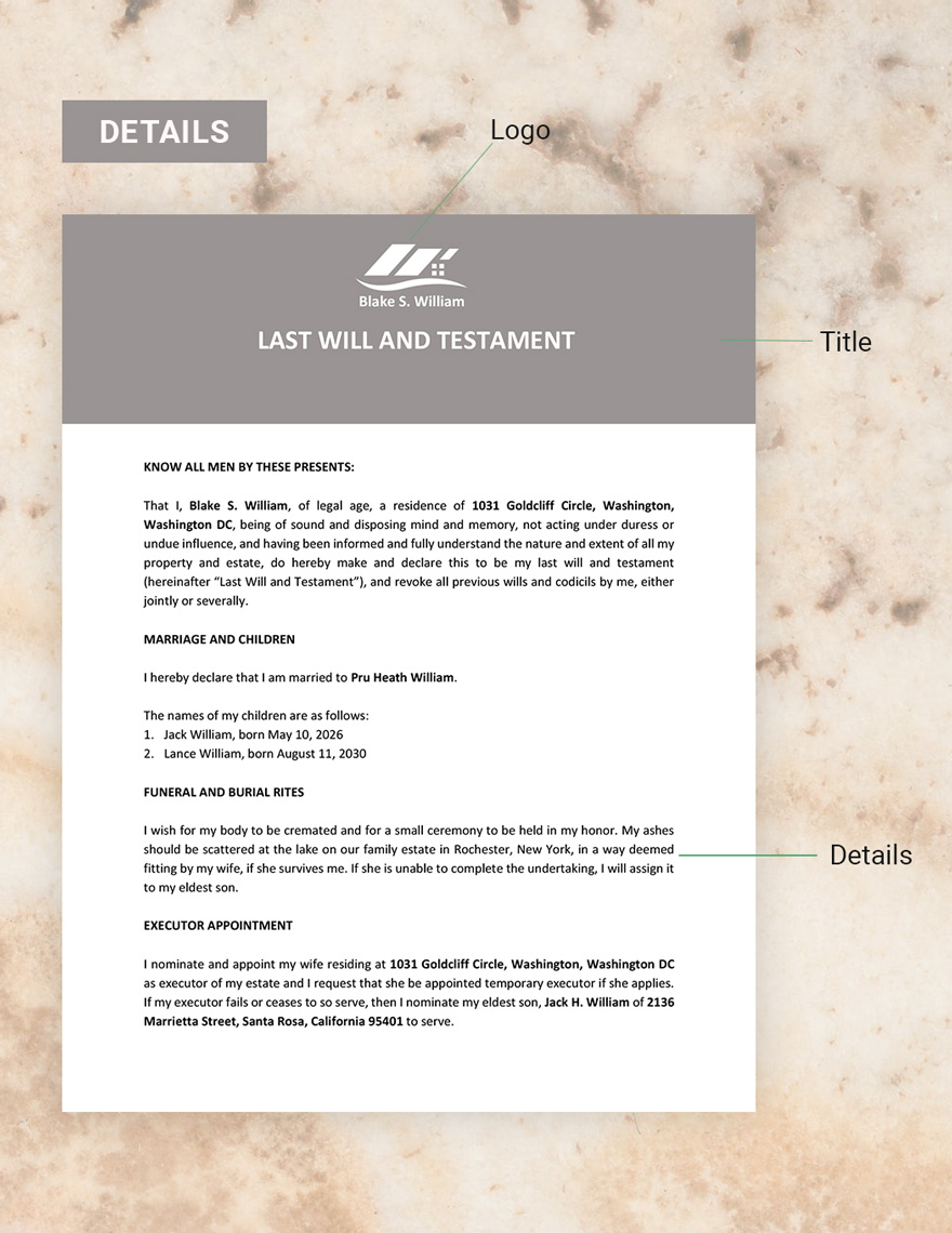 Blank Last Will And Testament Template