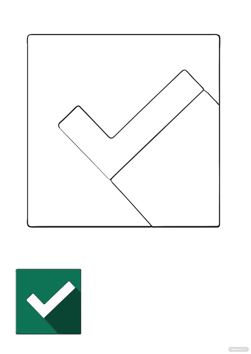 Free Modern Check Mark Coloring Page in PDF, JPEG