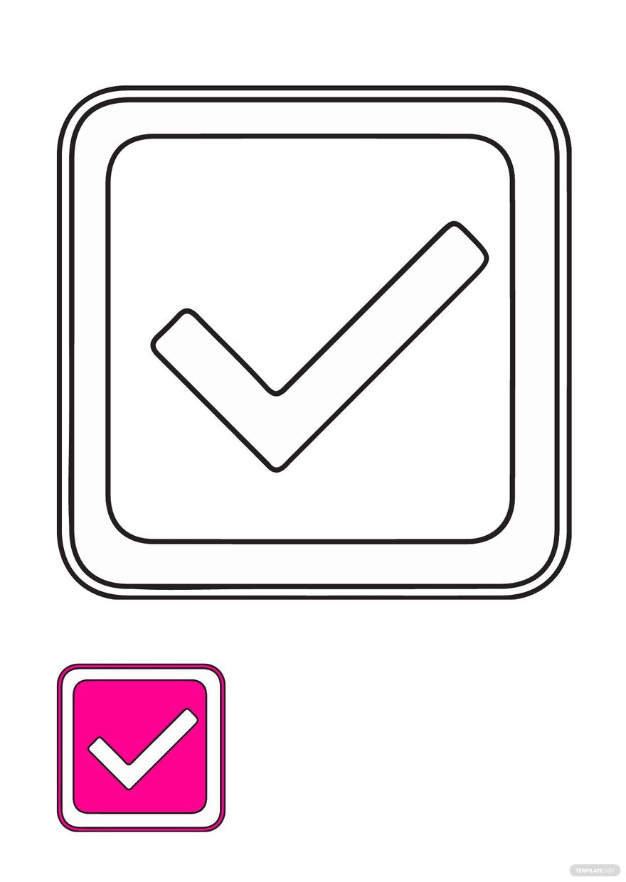 Pink Check/Tick Mark Coloring Page