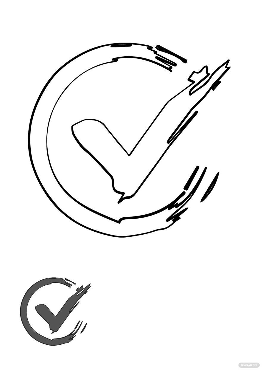 Free Grunge Check Mark Coloring Page in PDF, JPEG