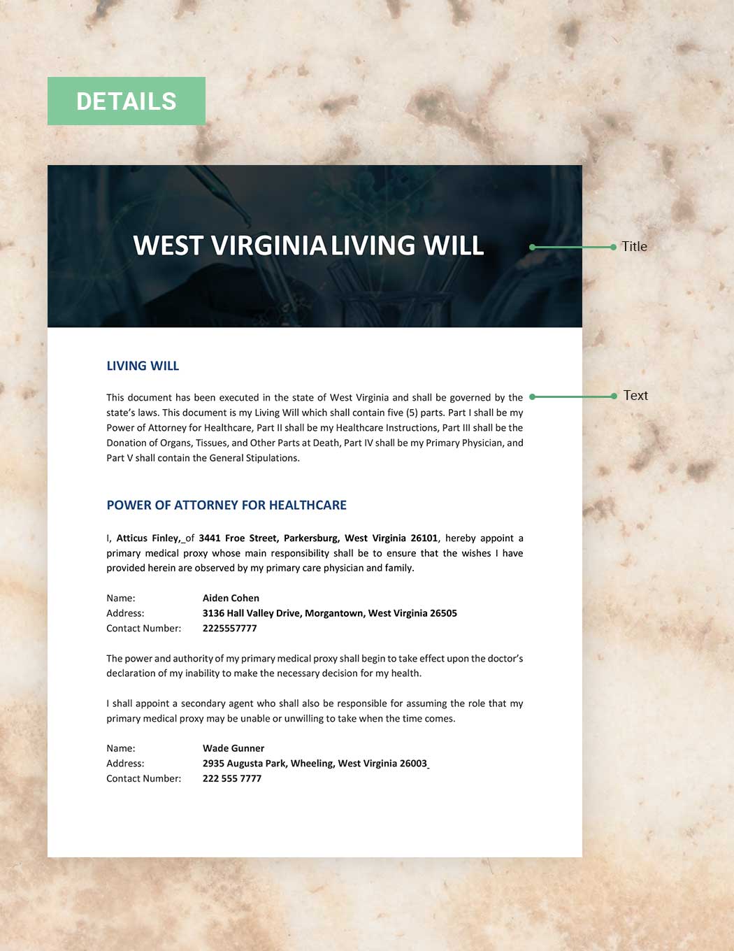 West Virginia Living Will Template
