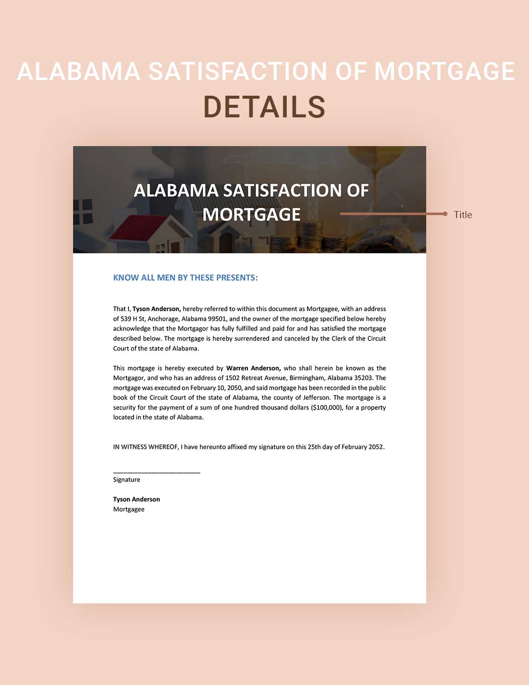 Alabama Satisfaction Of Mortgage Template