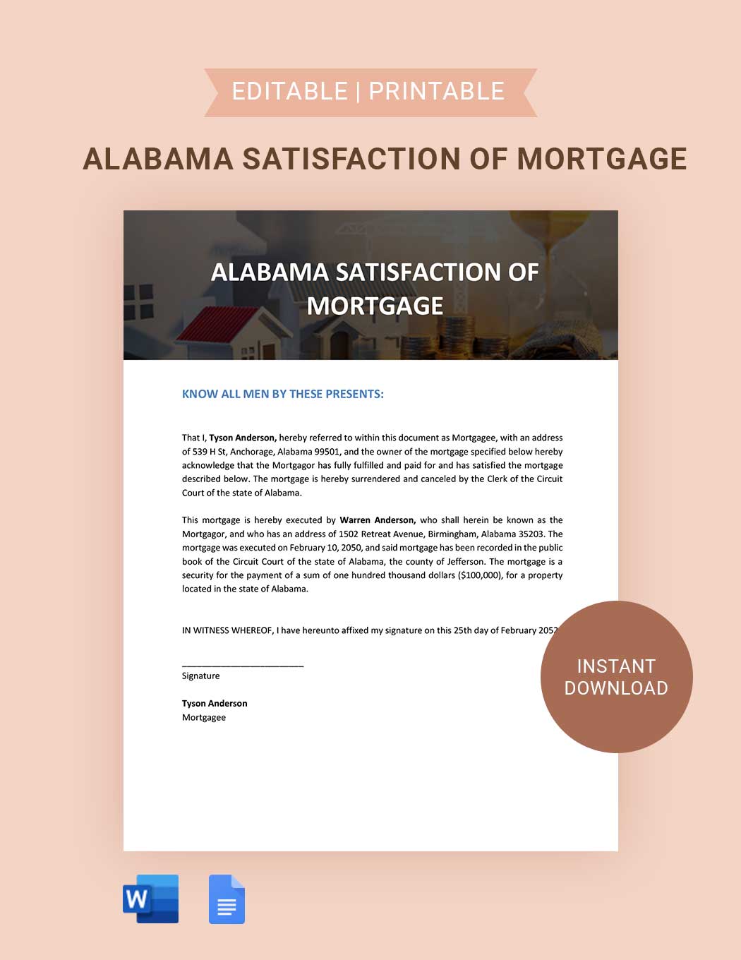 Alabama Satisfaction Of Mortgage Template
