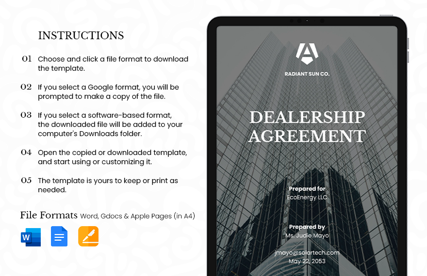 Dealership Agreement Template