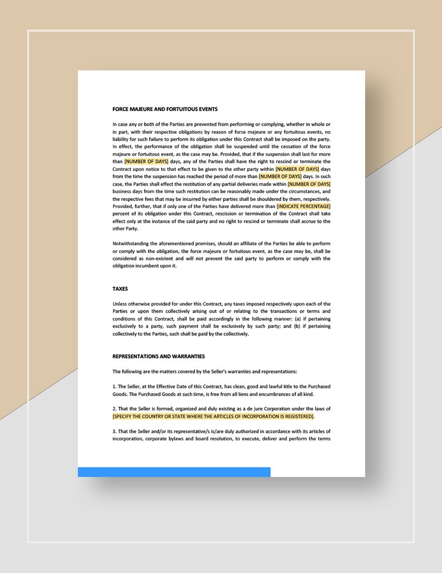 Contract for the Sale of Goods Template - Google Docs, Word, Apple ...