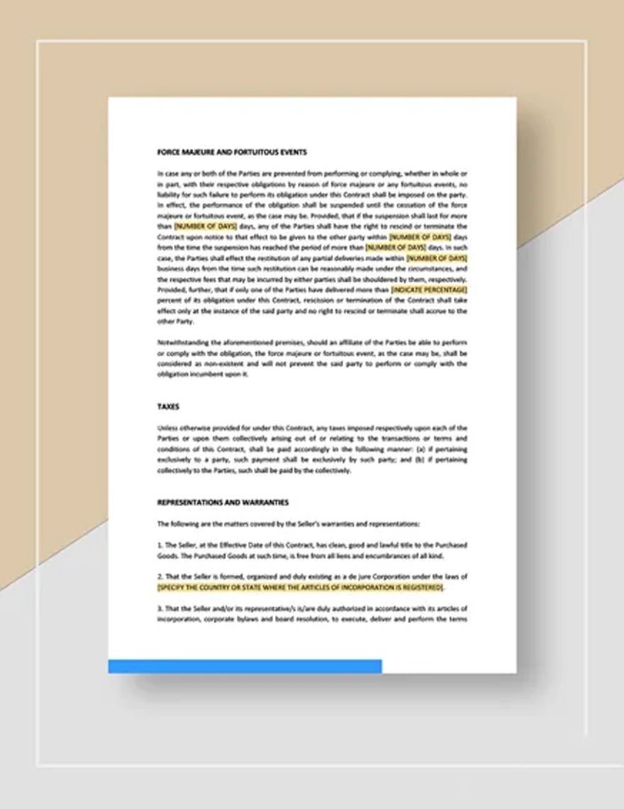 Contract for the Sale of Goods Template