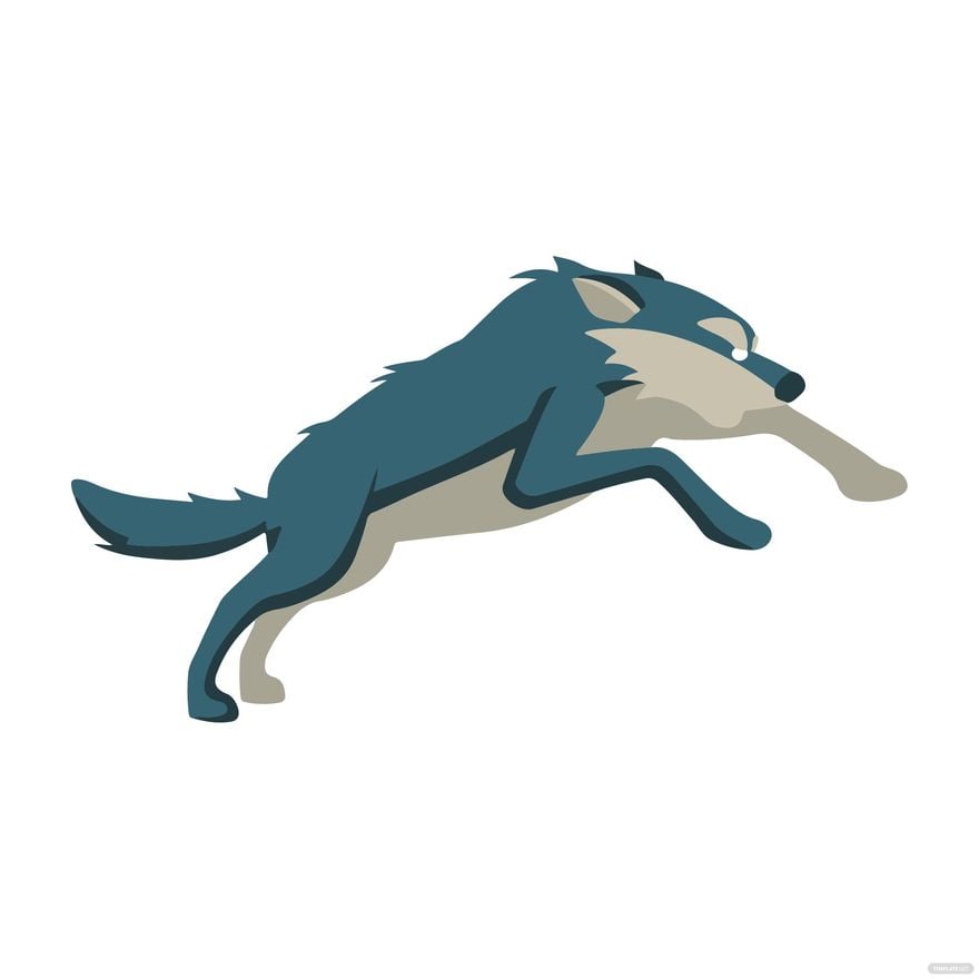 Jumping Wolf clipart in Illustrator, EPS, SVG, JPG, PNG