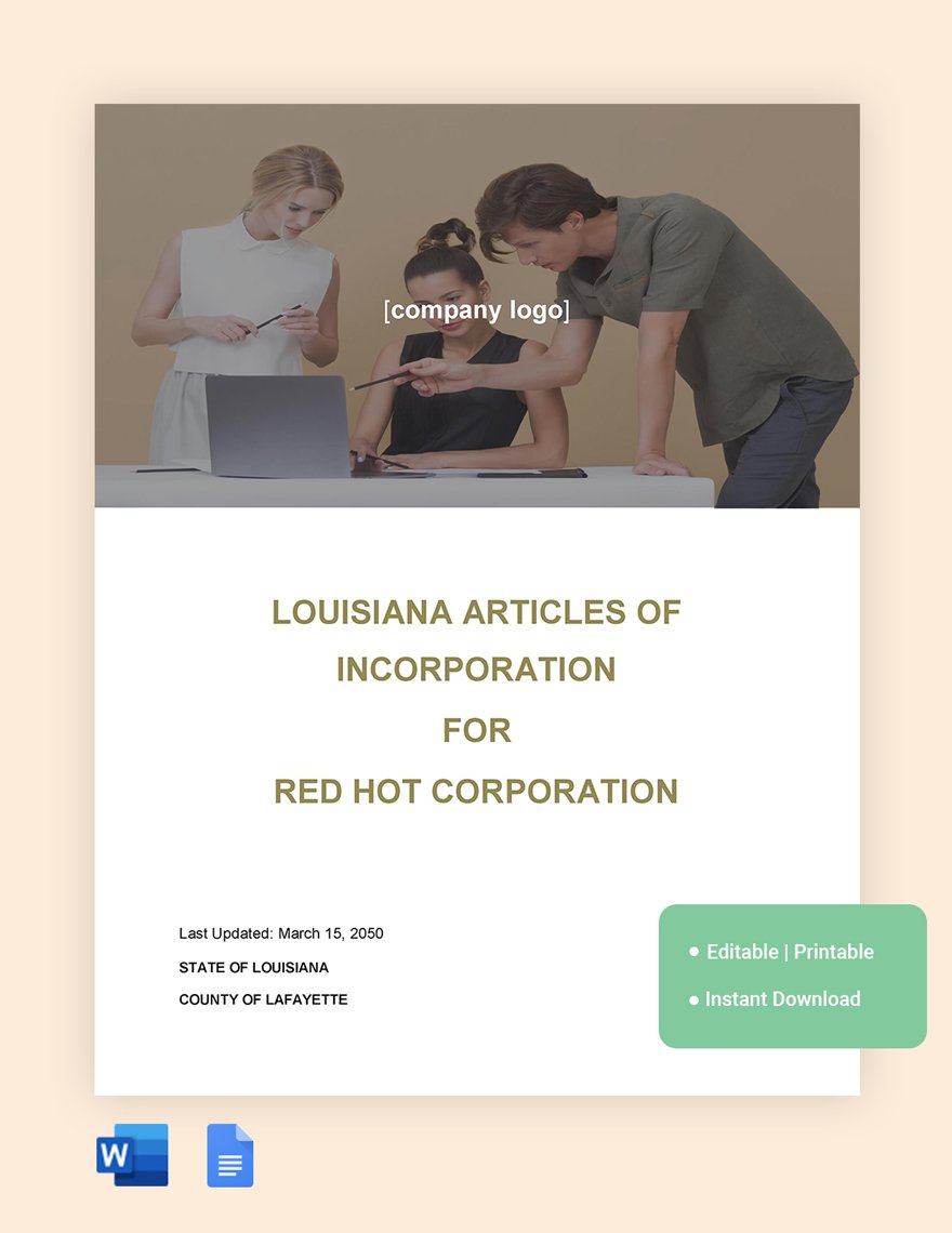 Louisiana Articles Of Incorporation Template