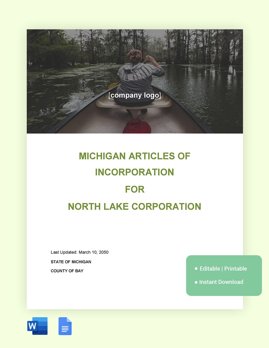 Michigan Articles Of Incorporation Template in Word, Google Docs
