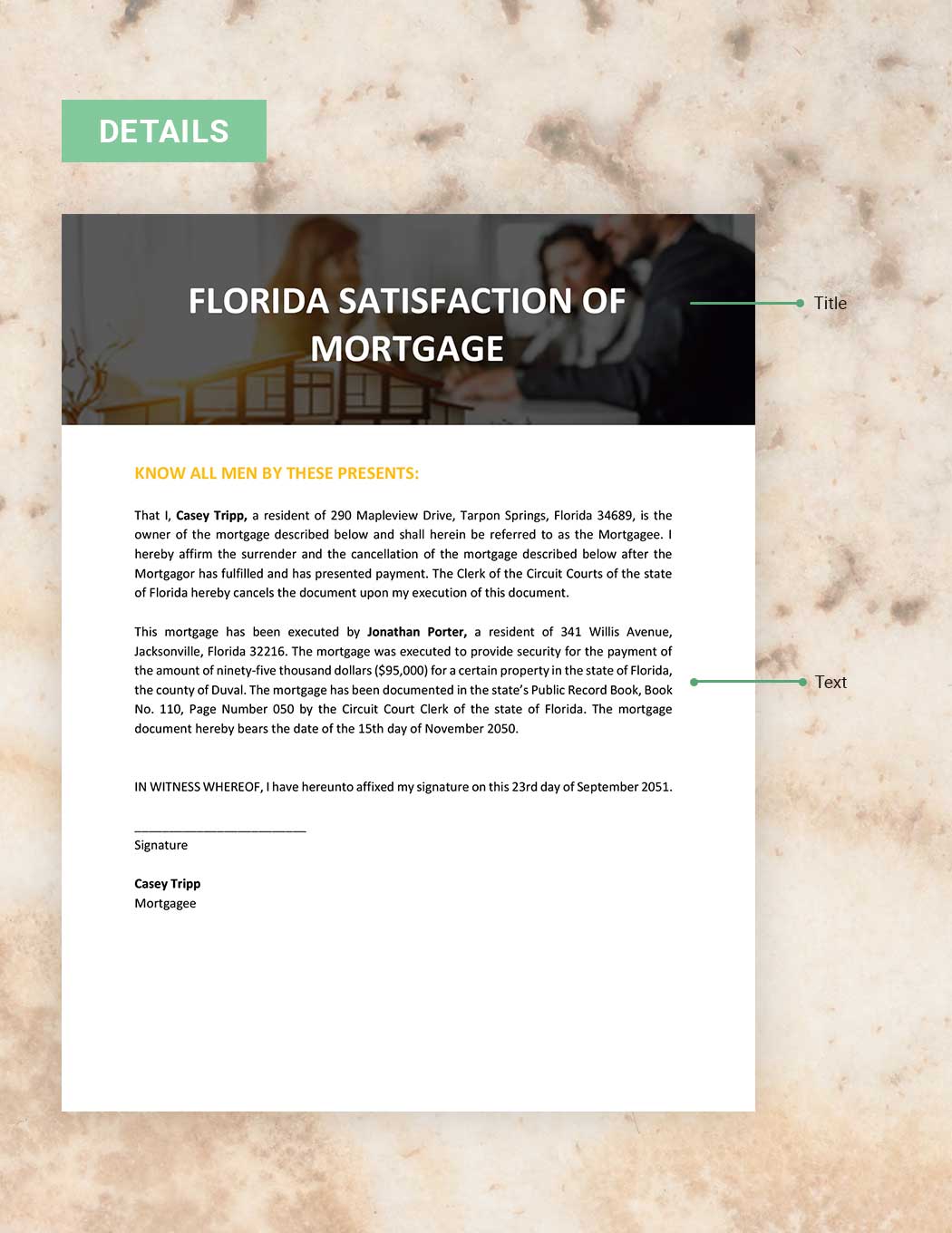 Florida Satisfaction Of Mortgage Template