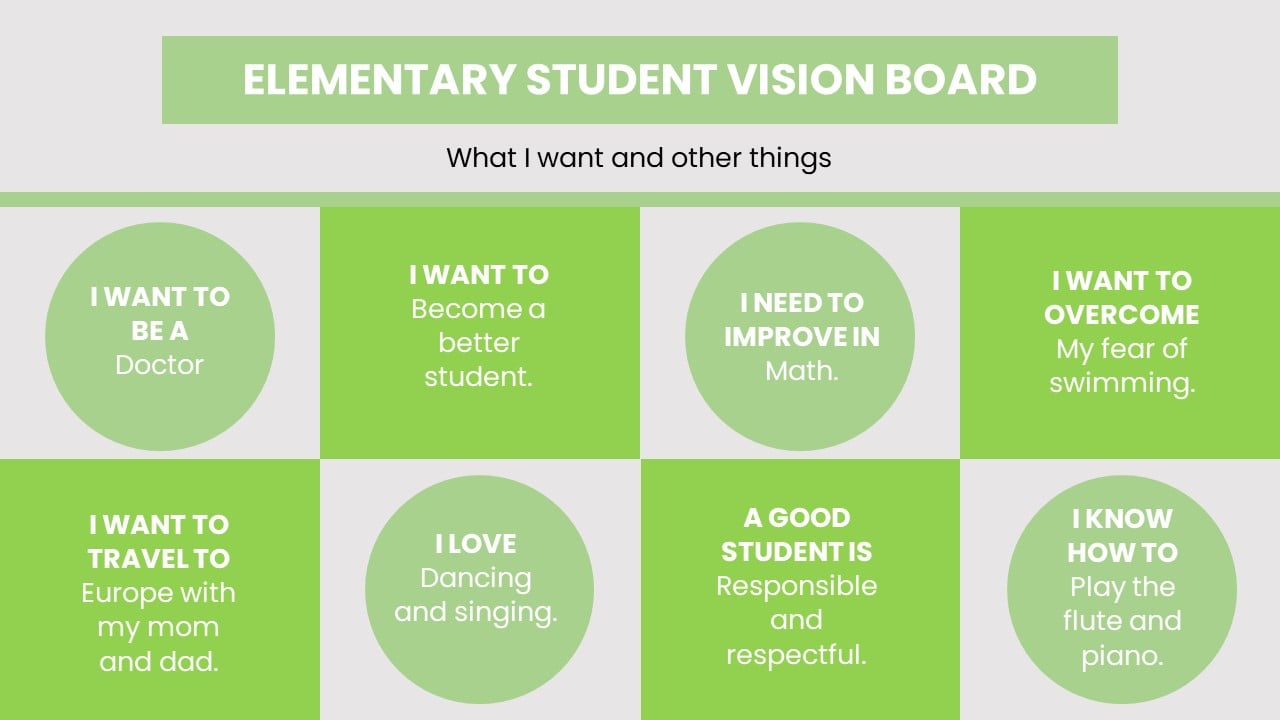 Free Elementary Students Vision Board Template