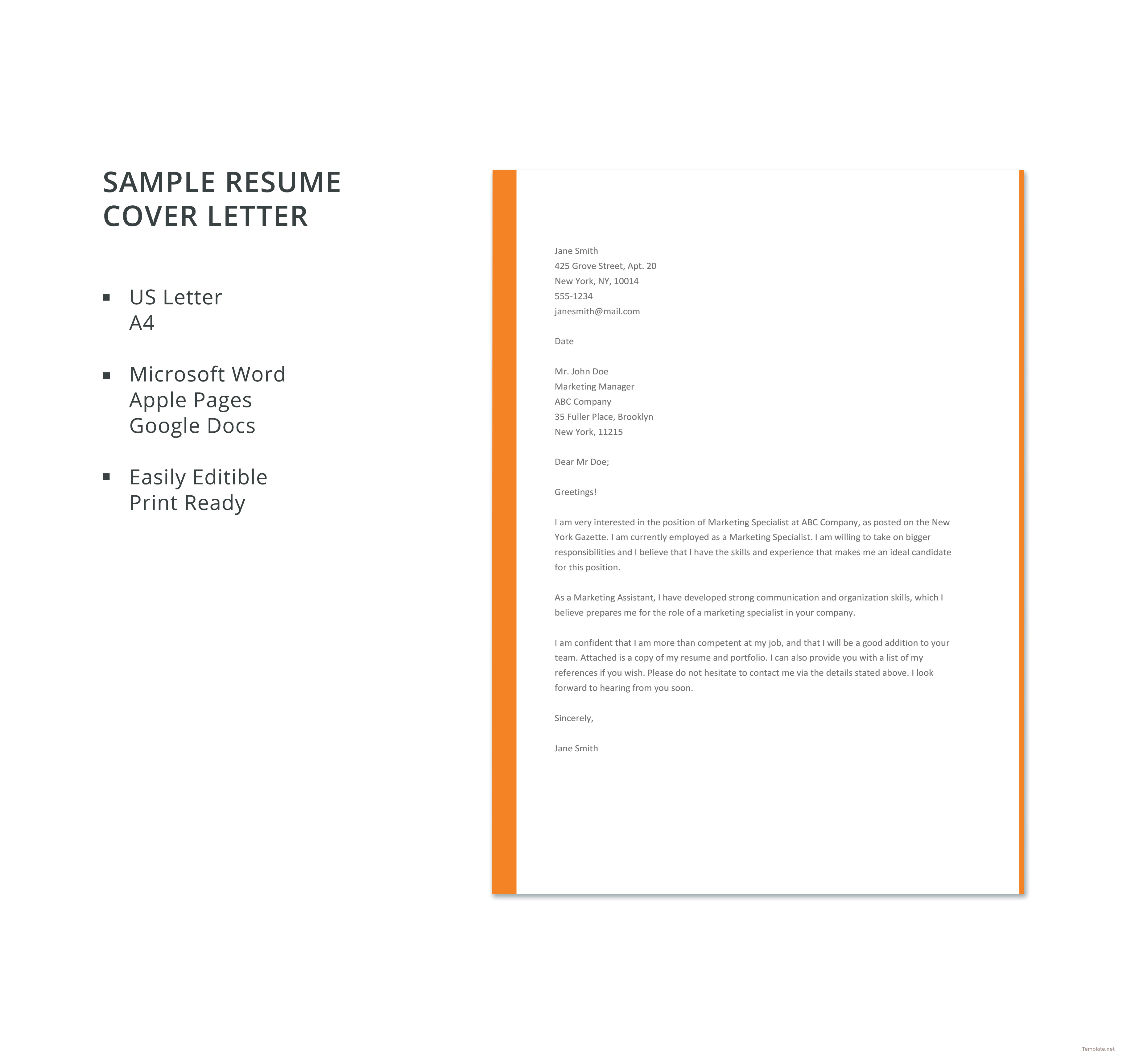 resume cover letter word format