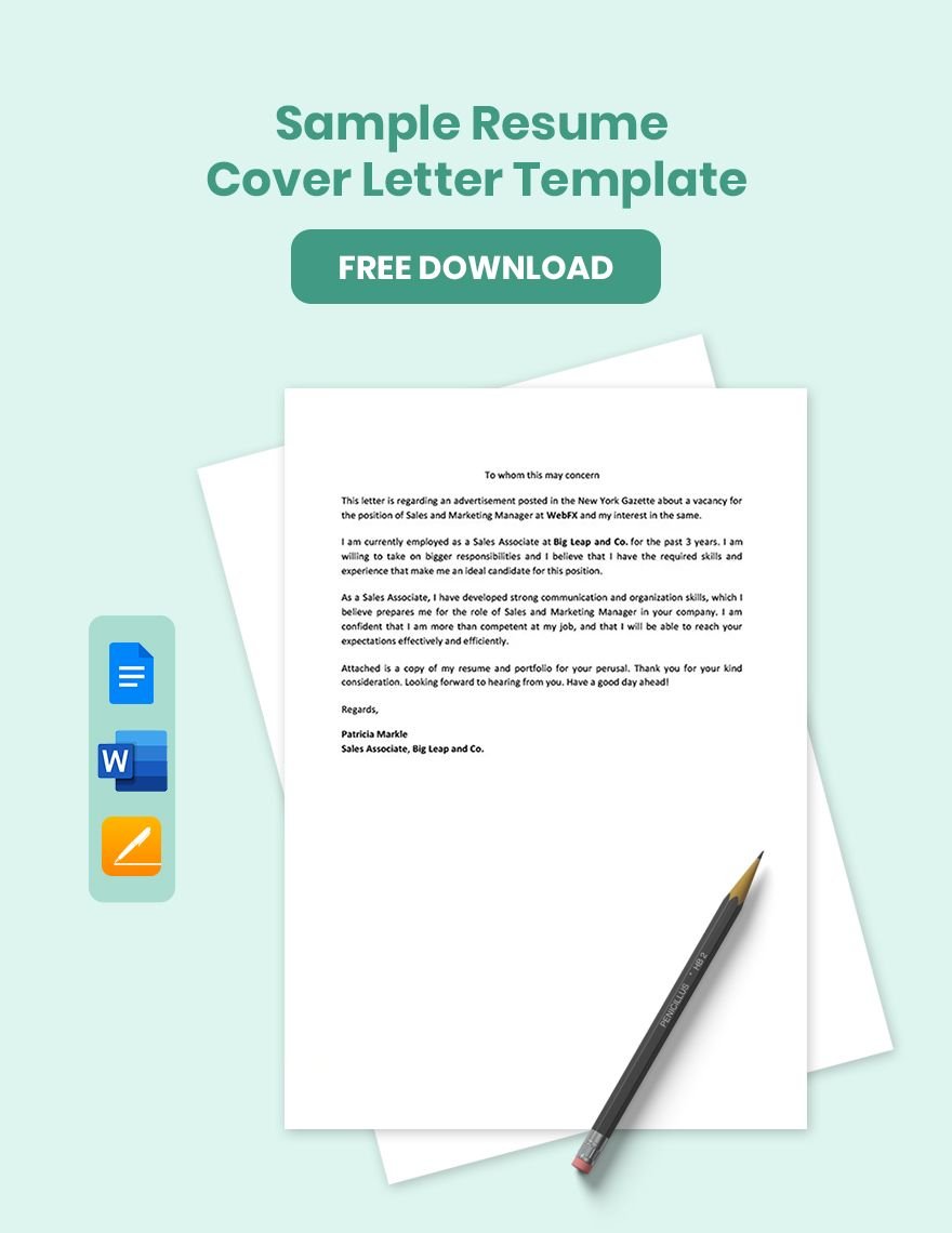Sample Resume Cover Letter Template