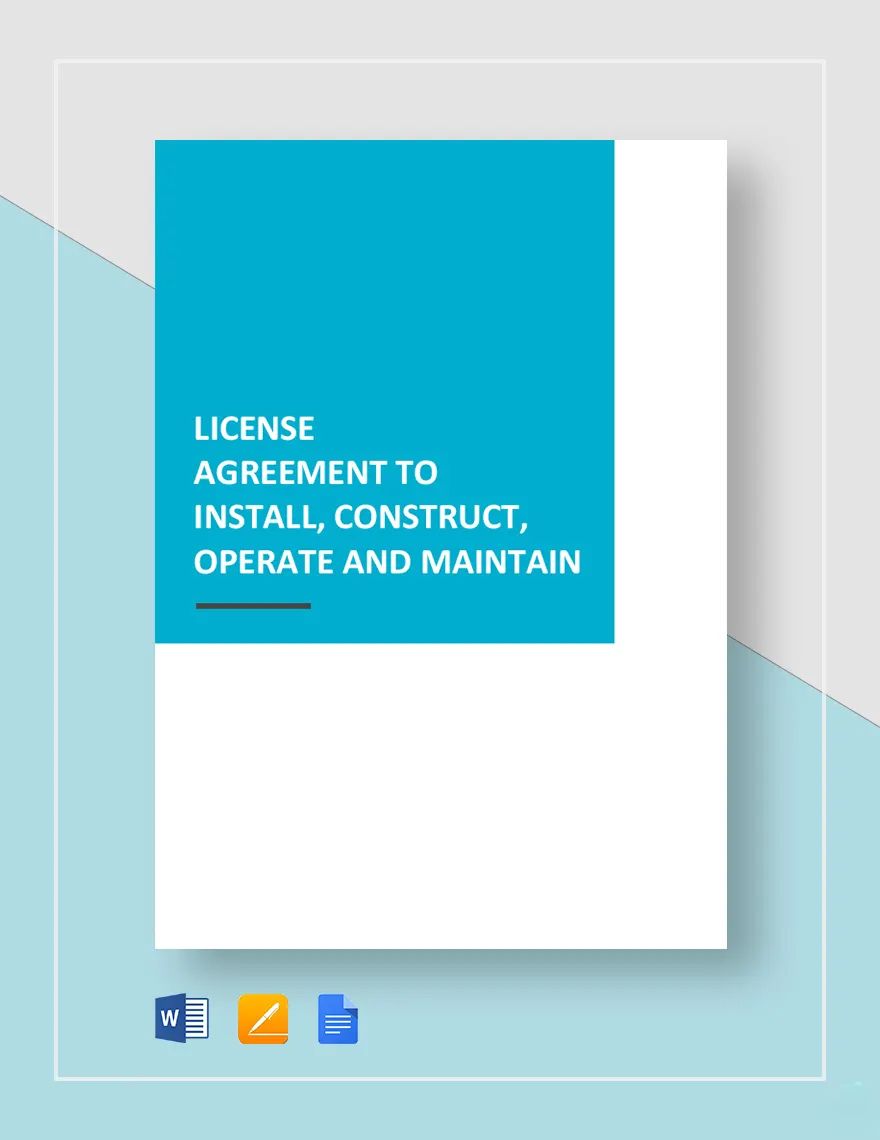 License Agreement Install, Construct, Operate, Maintain Template