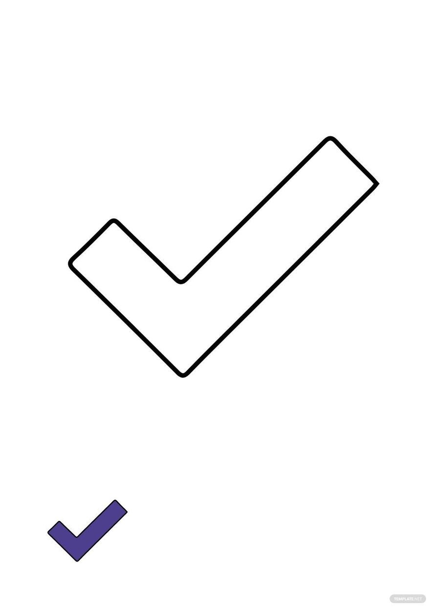 Small Check Mark coloring page in PDF, JPG