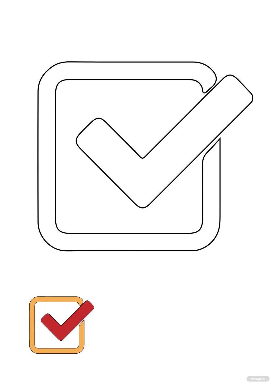 Correct Check Mark coloring page in PDF, JPG